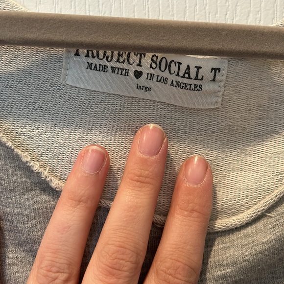 Project Social T Sweatshirt- Large- Gray- Asymmetrical Hem - Picture 2 of 2